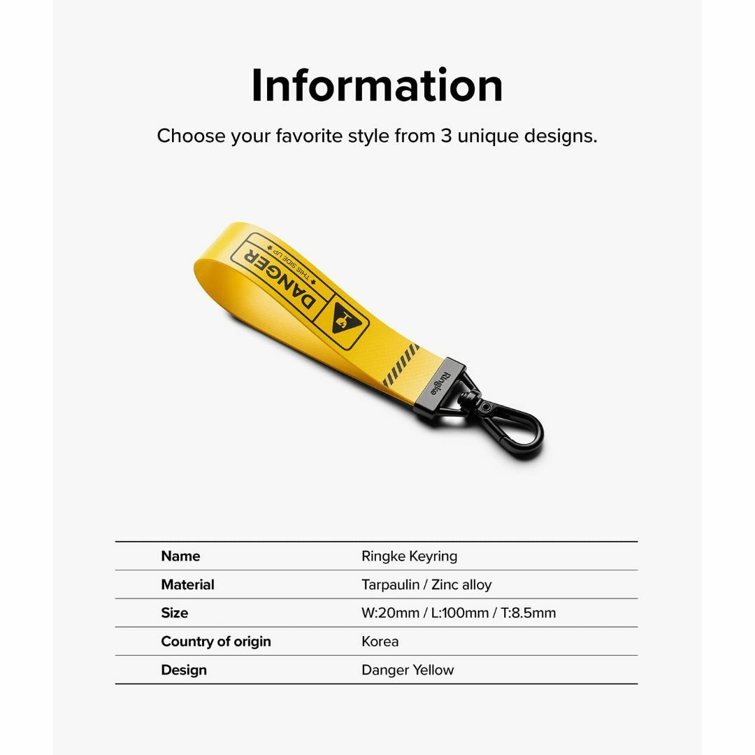 【色: Danger Yellow】Ringke キーホルダー キーチェーン キ スマホ/家電/カメラのスマホアクセサリー(その他)の商品写真
