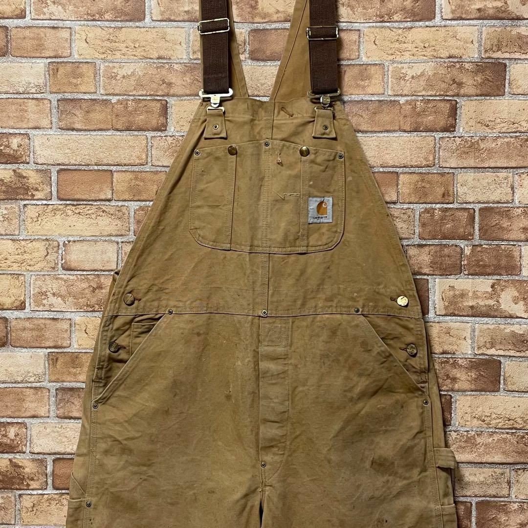 carhartt(カーハート)のカーハート　ダック地　オーバーオール　ダブルニー　ブラウン　テーパード　ワーク メンズのパンツ(サロペット/オーバーオール)の商品写真