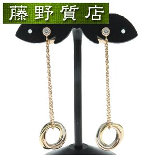 カルティエ(Cartier)の（美品）カルティエ CARTIER トリニティ ダイヤ ピアス 3連 3カラーゴールド K18 PG × WG × YG × ダイヤ B8043300 イヤリング 8548(ピアス)