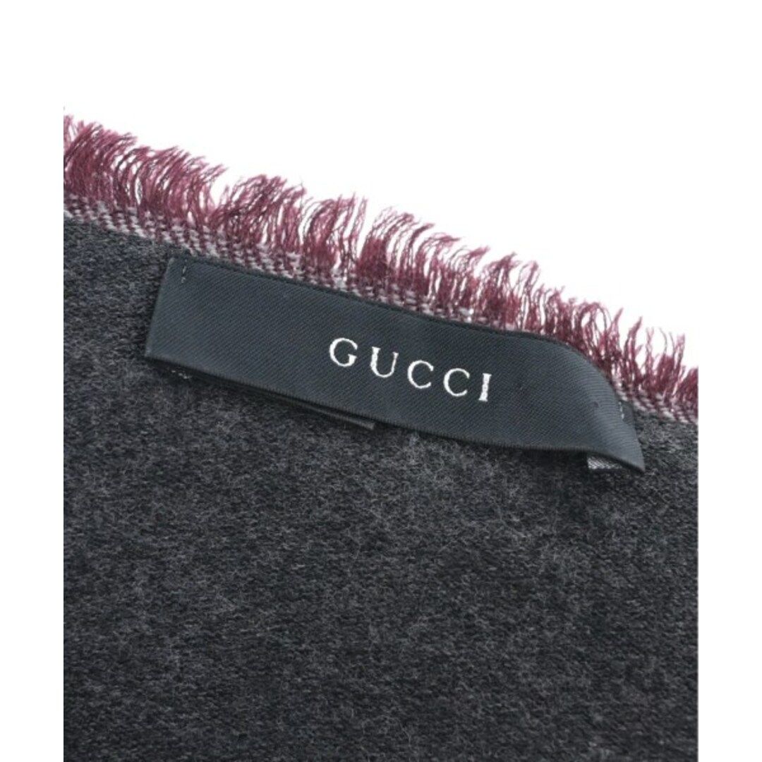 Gucci(グッチ)のGUCCI グッチ マフラー - エンジxグレー系 【古着】【中古】 メンズのファッション小物(マフラー)の商品写真