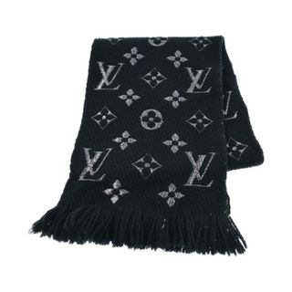 ルイヴィトン(LOUIS VUITTON)のLOUIS VUITTON ルイヴィトン マフラー - 黒xシルバー(総柄) 【古着】【中古】(マフラー)