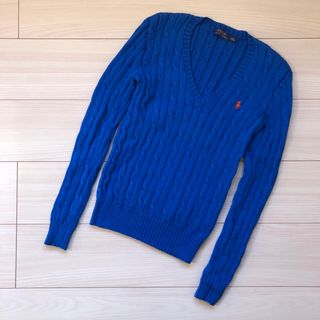 ポロラルフローレン(POLO RALPH LAUREN)のラルフローレン　ケーブルニット　XS ブルー(ニット/セーター)