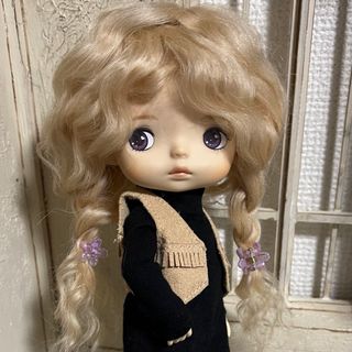 0215＊ドール用モヘアウィッグ　キャラメル　17cm(人形)