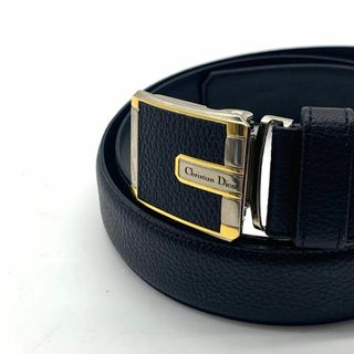 クリスチャンディオール Christian Dior ベルト リバーシブル レザー ブラック×ネイビー メンズ 送料無料 55380f