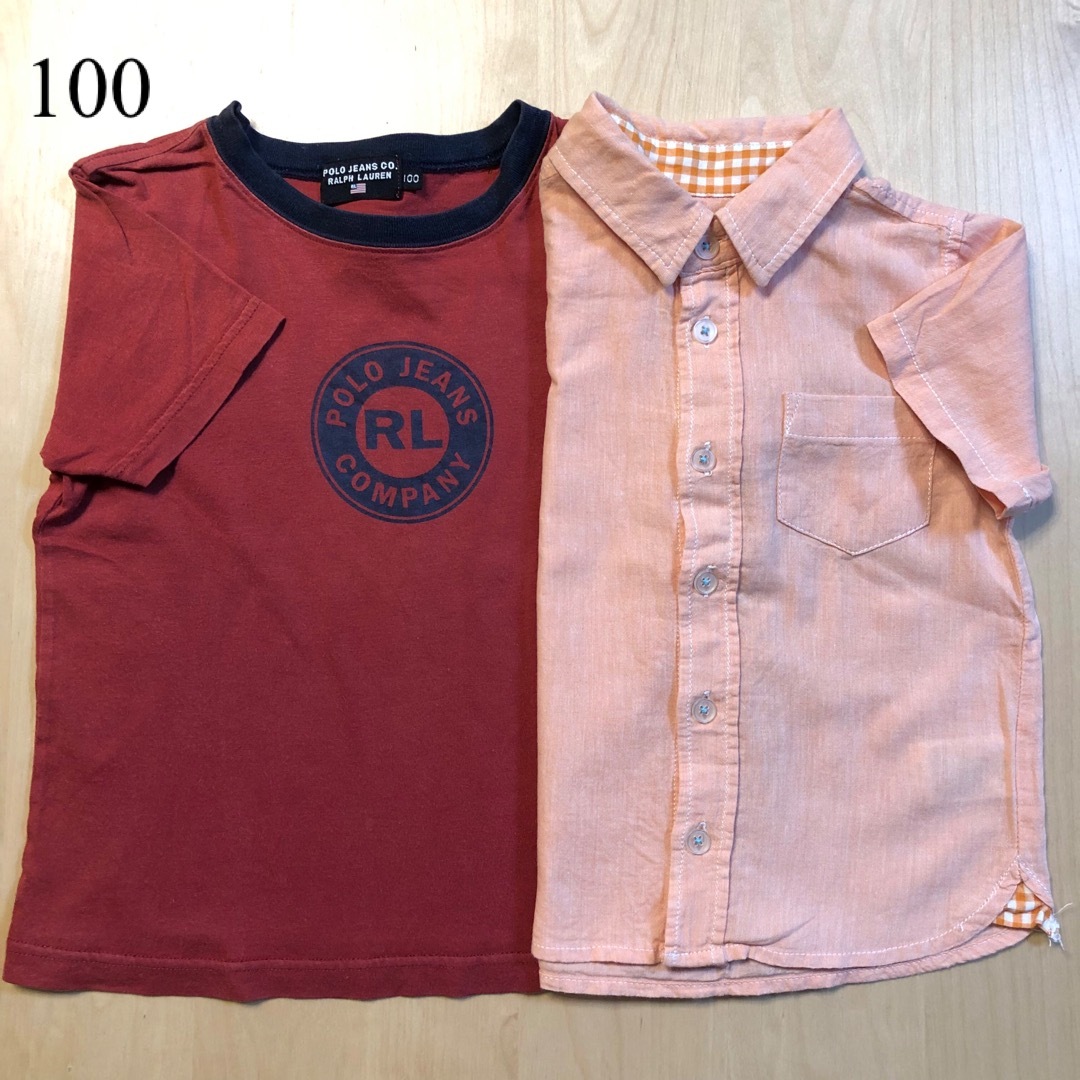 POLO RALPH LAUREN(ポロラルフローレン)の赤系100cm 2枚セット★半袖RALPH LAUREN＆GLOBAL WORK キッズ/ベビー/マタニティのキッズ服男の子用(90cm~)(Tシャツ/カットソー)の商品写真