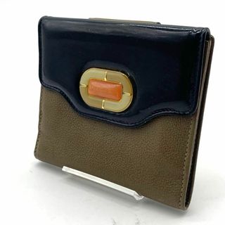 ブルガリ(BVLGARI)の希少デザイン ブルガリ 三つ折り 財布 レザー エナメル 黒 ベージュ(財布)