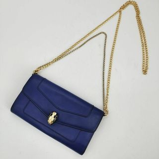 ブルガリ(BVLGARI)のブルガリ チェーン ショルダーバッグ ウォレット セルペンティ レザー 紺(ショルダーバッグ)