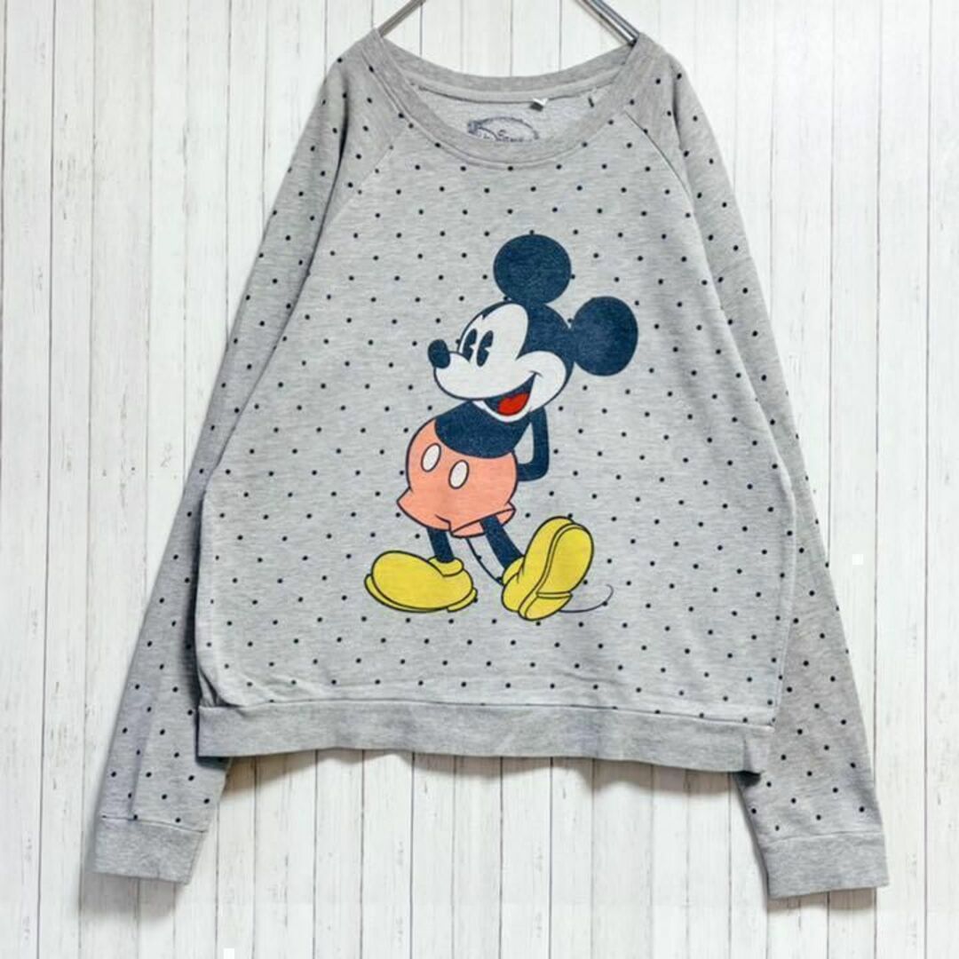 Disney(ディズニー)のディズニー　ミッキーマウス　カットソー　ビッグプリント　水玉　古着女子　XL レディースのトップス(Tシャツ(長袖/七分))の商品写真