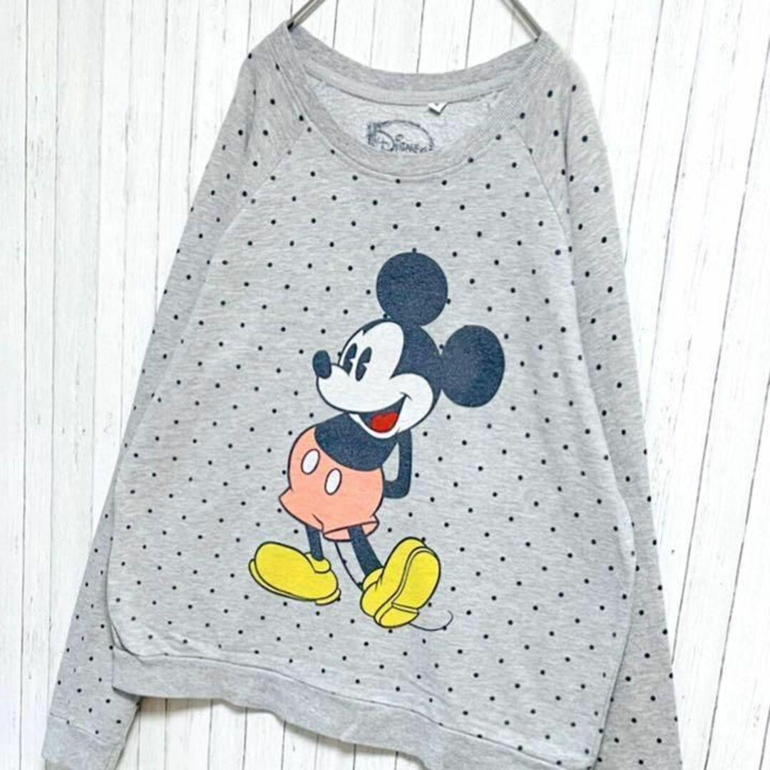 Disney(ディズニー)のディズニー　ミッキーマウス　カットソー　ビッグプリント　水玉　古着女子　XL レディースのトップス(Tシャツ(長袖/七分))の商品写真