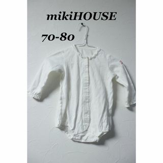 ミキハウス(mikihouse)のプロフ必読mikiHOUSEうさぎワッペンロンパース/高品質かわいい♪80(ロンパース)