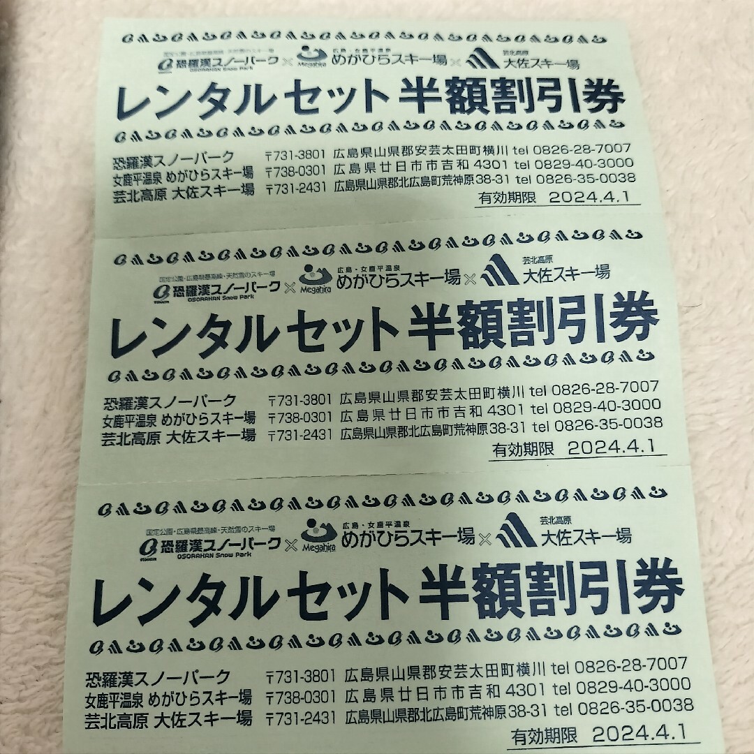 広島女鹿平温泉めがひらスキー場リフト券２枚セット - スキー場