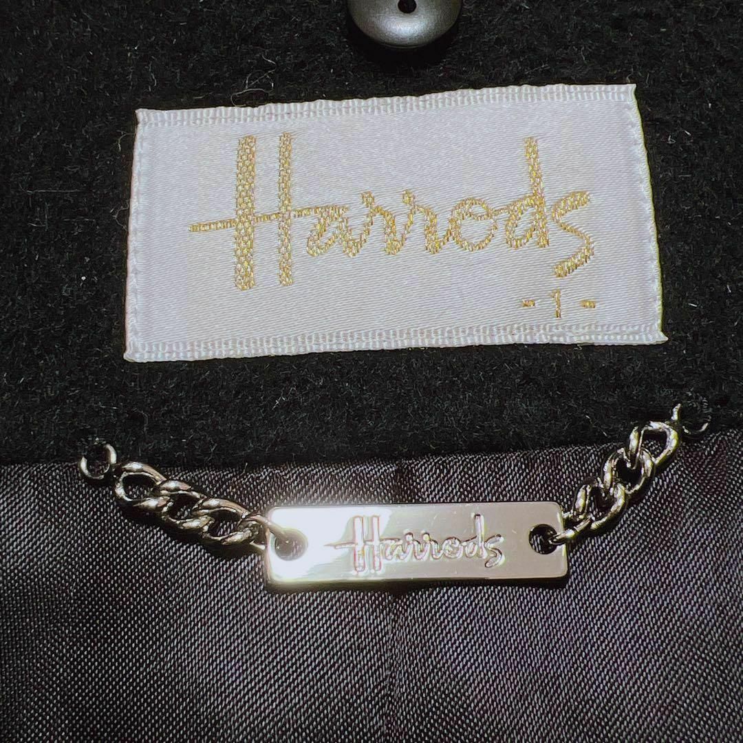 Harrods(ハロッズ)の極美品＊ハロッズ アンゴラ ウール 高級ロングコート フォックスファー 黒 レディースのジャケット/アウター(ロングコート)の商品写真