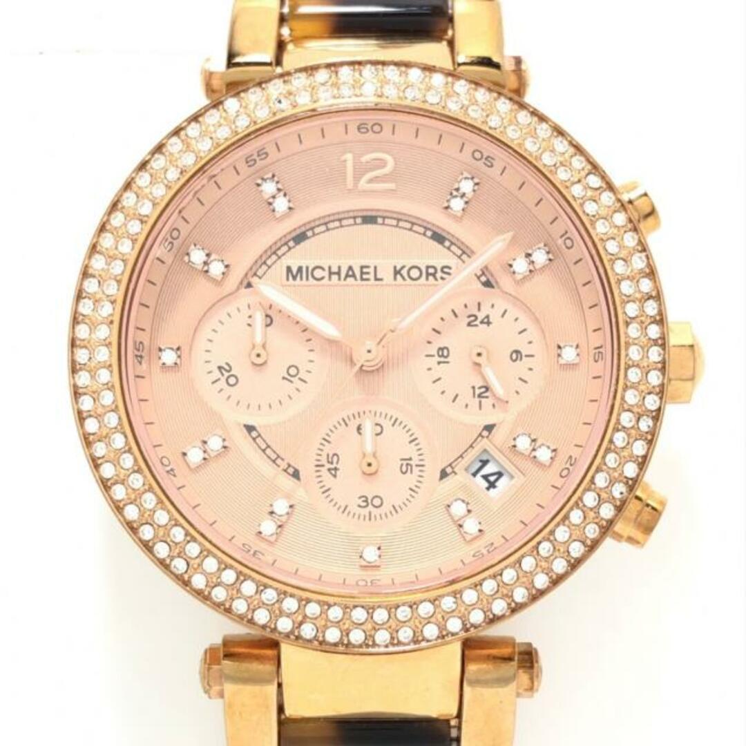 MICHAEL KORS(マイケルコース) 腕時計 - MK-5538 レディース ラインストーンベゼル/クロノグラフ ピンク