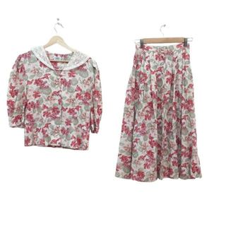 ローラアシュレイ(LAURA ASHLEY)のLAURAASHLEY(ローラアシュレイ) スカートセットアップ レディース美品  - アイボリー×ピンク×マルチ 花柄/レース(セット/コーデ)