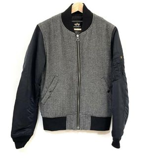 アルファインダストリーズ(ALPHA INDUSTRIES)のALPHA INDUSTRIES(アルファ) ブルゾン サイズM メンズ - 黒×ダークグレー 長袖/ジップアップ/秋/冬(ブルゾン)