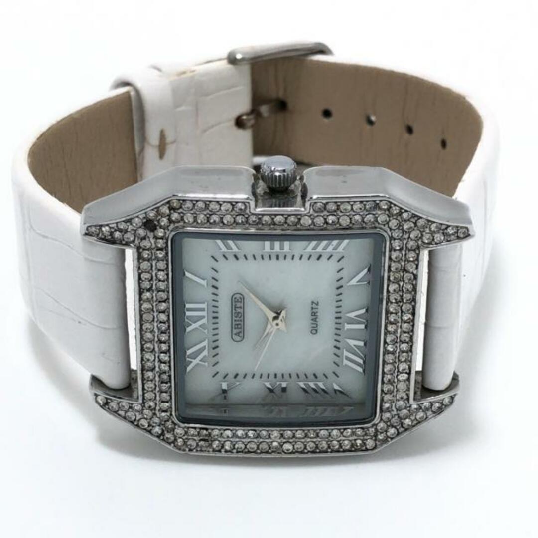 ABISTE(アビステ)のABISTE(アビステ) 腕時計 - レディース 型押し加工/ラインストーンベゼル ホワイトシェル レディースのファッション小物(腕時計)の商品写真