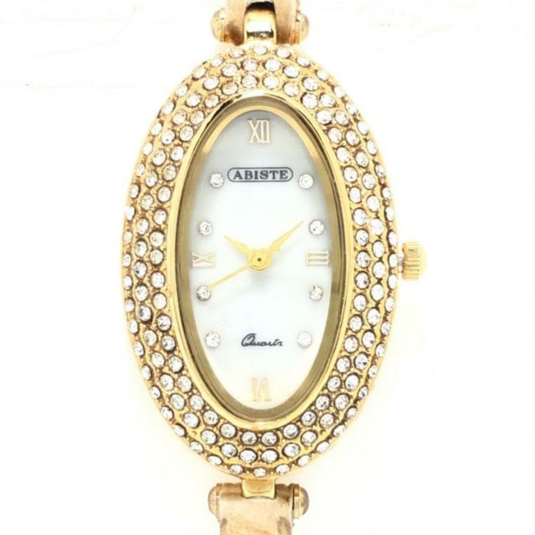 ABISTE(アビステ)のABISTE(アビステ) 腕時計 - レディース 型押し加工/ラインストーンベゼル ホワイトシェル レディースのファッション小物(腕時計)の商品写真