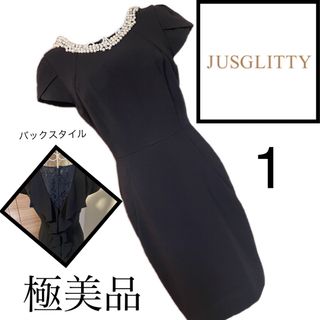 ジャスグリッティー(JUSGLITTY)の美品☆ジャスグリッティー☆パール　フリル☆ワンピース　1(ひざ丈ワンピース)