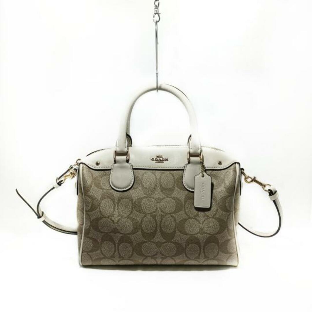 COACH(コーチ)のCOACH(コーチ) ハンドバッグ シグネチャーベネットサッチェル F58312 ライトカーキ×チョーク PVC(塩化ビニール)×レザー レディースのバッグ(ハンドバッグ)の商品写真