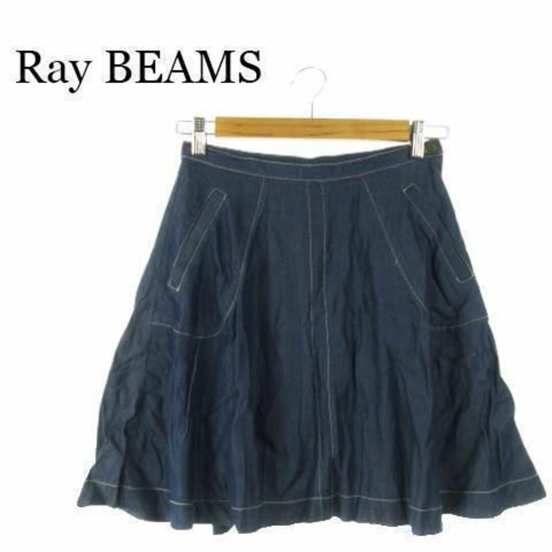 Ray BEAMS(レイビームス)のレイビームス ミニスカート フレア 薄手 春夏 1 青 230502AH5A レディースのスカート(ミニスカート)の商品写真