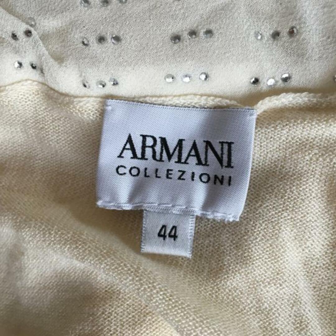 ARMANI COLLEZIONI(アルマーニ コレツィオーニ)のARMANICOLLEZIONI(アルマーニコレッツォーニ) カーディガン サイズ44 L レディース - アイボリー 長袖/シルク/ラインストーン レディースのトップス(カーディガン)の商品写真