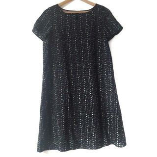 ホコモモラ(Jocomomola)のJOCOMOMOLA(ホコモモラ) ワンピース サイズ40 XL レディース美品  - 黒×グリーン×マルチ クルーネック/半袖/ひざ丈/花柄(その他)