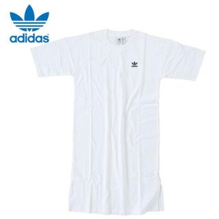 アディダス(adidas)のadidas アディダス TREFOIL DRESS トレフォイルドレス FL0051 レディース ワンピース ロングTシャツ 半袖 ホワイト 白 -(Tシャツ(長袖/七分))