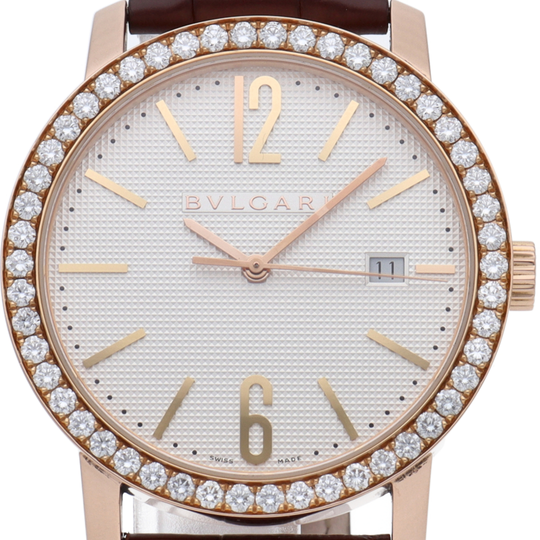 BVLGARI(ブルガリ)のブルガリ ブルガリ ブルガリ ウォッチ 40mm オートマチック ダイヤベゼル Bvlgari Bvlgali 40 BBP40WGDLD 箱 K18PG/革 メンズ時計 ホワイト 仕上げ済 美品 【中古】 メンズの時計(その他)の商品写真