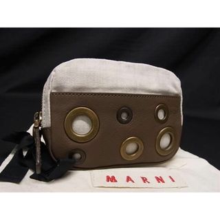 マルニ(Marni)の■新品同様■ MARNI マルニ キャンバス×レザー ポーチ マルチケース 小物入れ レディース ベージュ系×ブラウン系 AU7667 (その他)