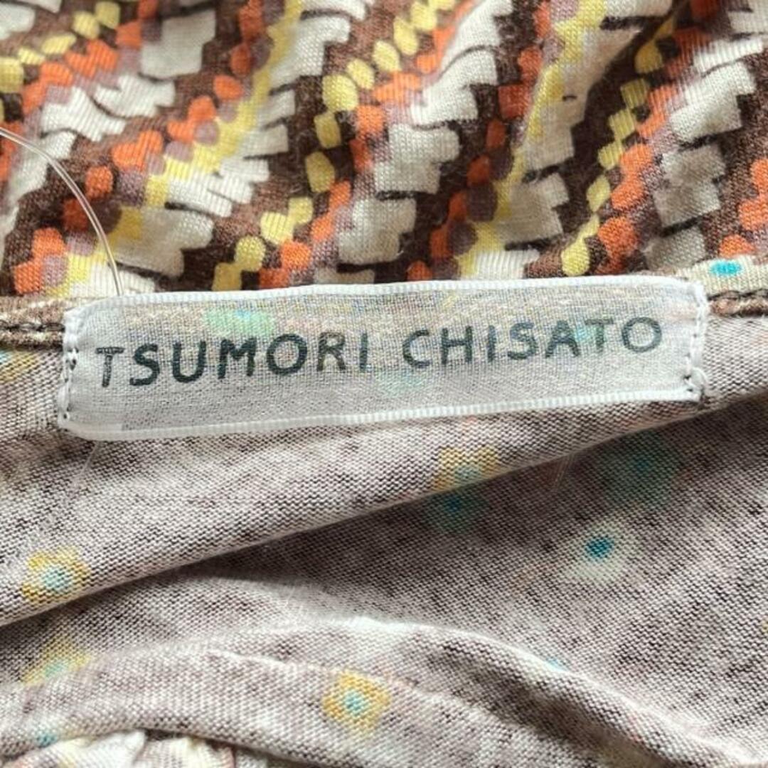 TSUMORI CHISATO(ツモリチサト)のTSUMORI CHISATO(ツモリチサト) ワンピース サイズ2 M レディース - アイボリー×ダークブラウン×マルチ 半袖/ロング レディースのワンピース(その他)の商品写真