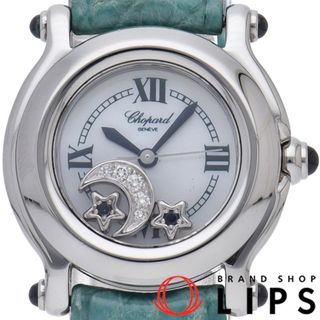 ショパール(Chopard)のショパール ハッピー スポーツ ウォッチ ムーン・スターダイヤ Happy Sport 27/8245-23 修理書 SS/革 レディース時計 仕上げ済 美品 【中古】(腕時計)