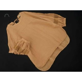 トラッゾドンナ(TORRAZZO DONNA)のTORRAZZO DONNA トラッゾドンナ 綿麻 切替 バックリボン シャツ ブラウス 茶 ■◇ レディース(カットソー(長袖/七分))