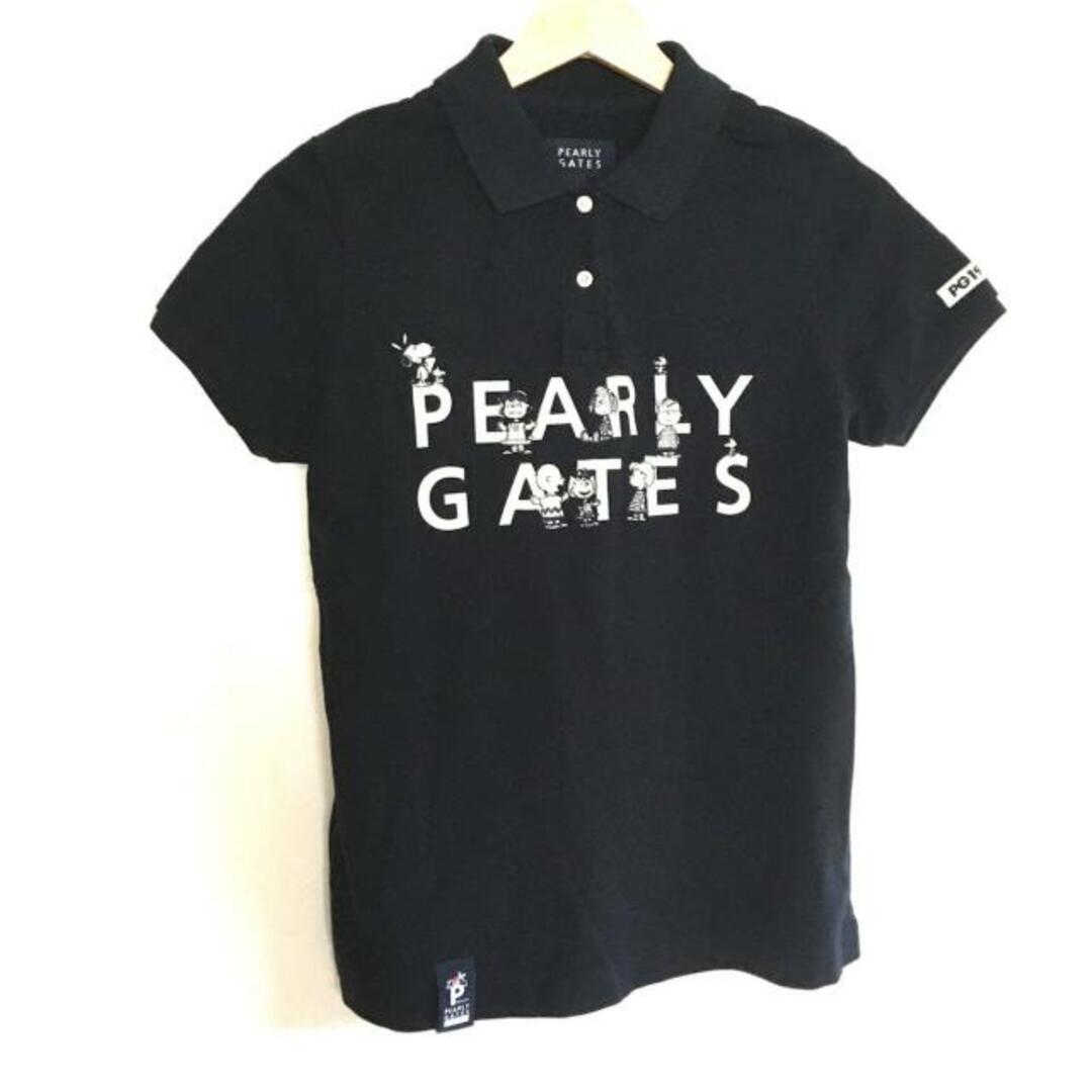 PEARLY GATES(パーリーゲイツ)のPEARLY GATES(パーリーゲイツ) 半袖ポロシャツ サイズ0 XS レディース - ダークネイビー スヌーピー レディースのトップス(ポロシャツ)の商品写真