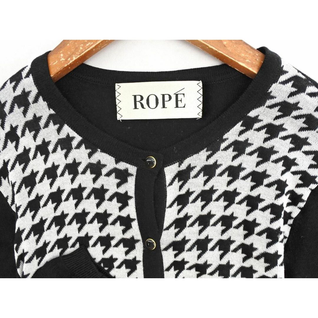 ROPE’(ロペ)のROPE ロペ ウール混 千鳥柄 ニット カーディガン sizeM/黒 ◇■ レディース レディースのトップス(カーディガン)の商品写真