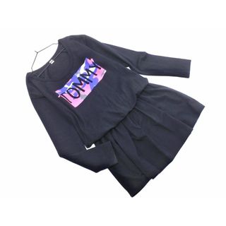 トミーヒルフィガー(TOMMY HILFIGER)のトミーヒルフィガー ロゴ Tシャツ チュニック ワンピース sizeS/黒 ◇■ レディース(ミニワンピース)