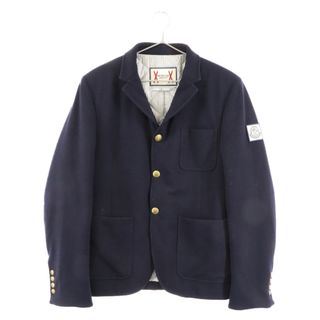 モンクレール(MONCLER)のMONCLER GAMME BLEU モンクレール・ガム・ブルー GIACCA アームロゴ ワッペン テーラード ダウンジャケット アウター ネイビー(テーラードジャケット)