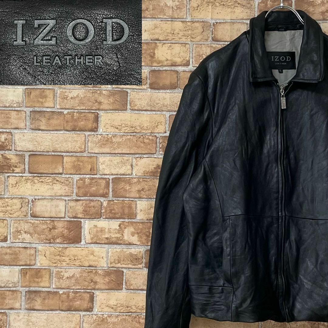 IZOD　ヴィンテージ　レザージャケット　本革　黒　ブラック　リアル　L. メンズのジャケット/アウター(レザージャケット)の商品写真