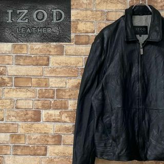 IZOD　ヴィンテージ　レザージャケット　本革　黒　ブラック　リアル　L.(レザージャケット)