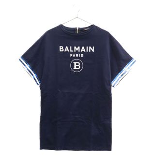 BALMAIN - BALMAIN バルマン バックジップ スパンコール袖デザイン 半袖ワンピース レディース