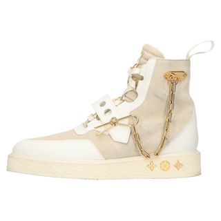 LOUIS VUITTON ルイヴィトン 19SS LV CREEPER ANKLE BOOT クリーパーライン アンクルブーツ スエード×カーフ ハイカット チェーン付き 1A54CT / BM1118 ホワイト