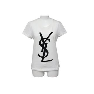 サンローラン(Saint Laurent)のYVES SAINT LAURENT イヴサンローラン 半袖Ｔシャツ ブランドロゴ 118030-X3051 Sサイズ コットン ホワイト 良品 中古 60320(Tシャツ(半袖/袖なし))