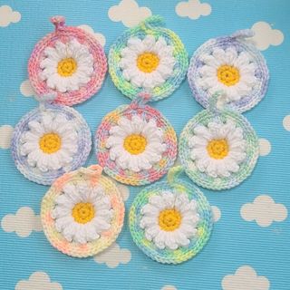 ８枚セット　アクリルたわし　お花(キッチン小物)