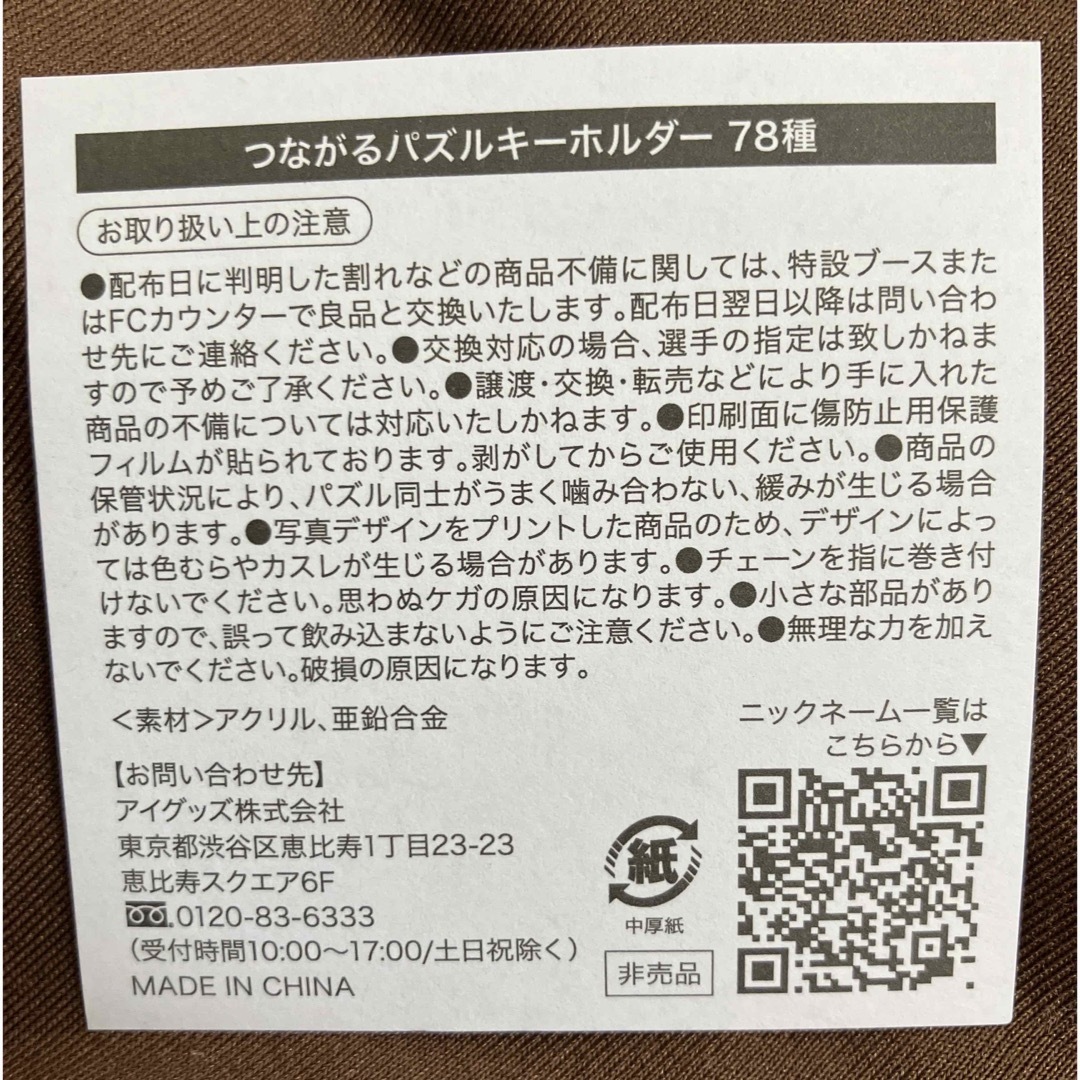 中日ドラゴンズ(チュウニチドラゴンズ)の【新品未使用】中日ドラゴンズ FCニックネームつながるパズルキーホルダー スポーツ/アウトドアの野球(記念品/関連グッズ)の商品写真