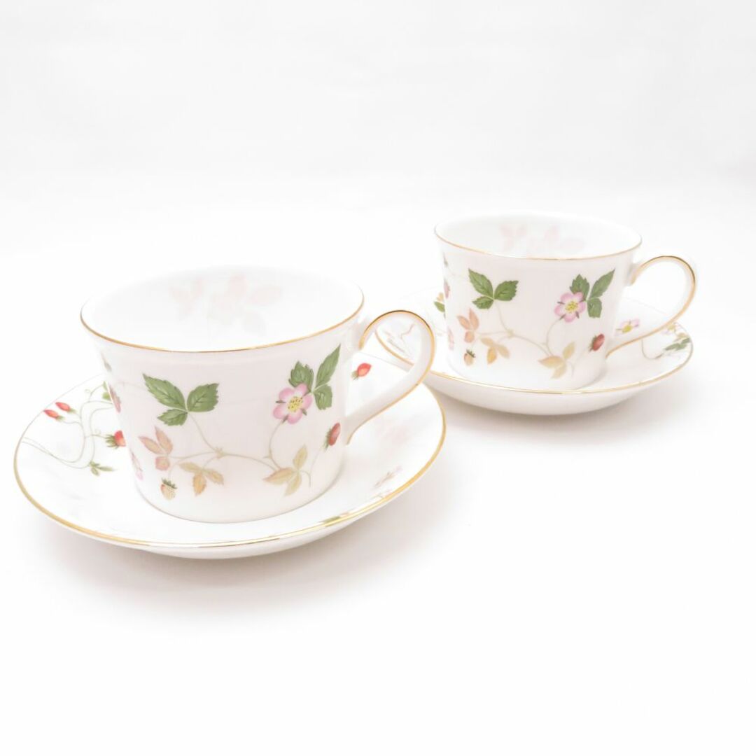 WEDGWOOD(ウェッジウッド)の美品 WEDGWOOD ウェッジウッド ワイルドストロベリー カップ＆ソーサー 2客 ペア デルフィ 金彩 SN27S  インテリア/住まい/日用品のキッチン/食器(グラス/カップ)の商品写真