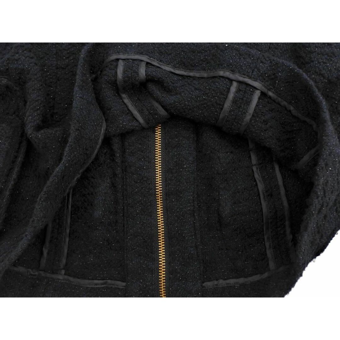 ELLE(エル)のELLE エル ジップアップ ノーカラー ジャケット size40/黒 ■◇ レディース レディースのジャケット/アウター(ノーカラージャケット)の商品写真