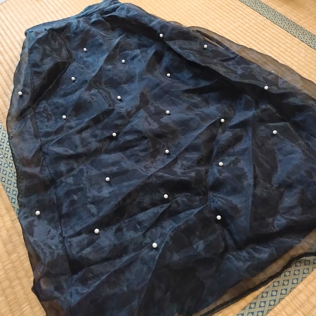 GRL(グレイル)のGRL　グレイル　オーガンジーパールフレアスカート　[tu964] レディースのスカート(ロングスカート)の商品写真