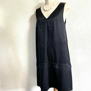 マークバイマークジェイコブス(MARC BY MARC JACOBS)のMARC BY MARCJACOBS シルク100％ ワンピース 黒 4 M(ひざ丈ワンピース)