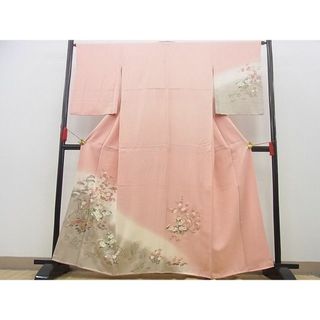 平和屋野田店■訪問着　松竹梅　梅に鶯　暈し染め　金彩　逸品　n-yc5260(着物)