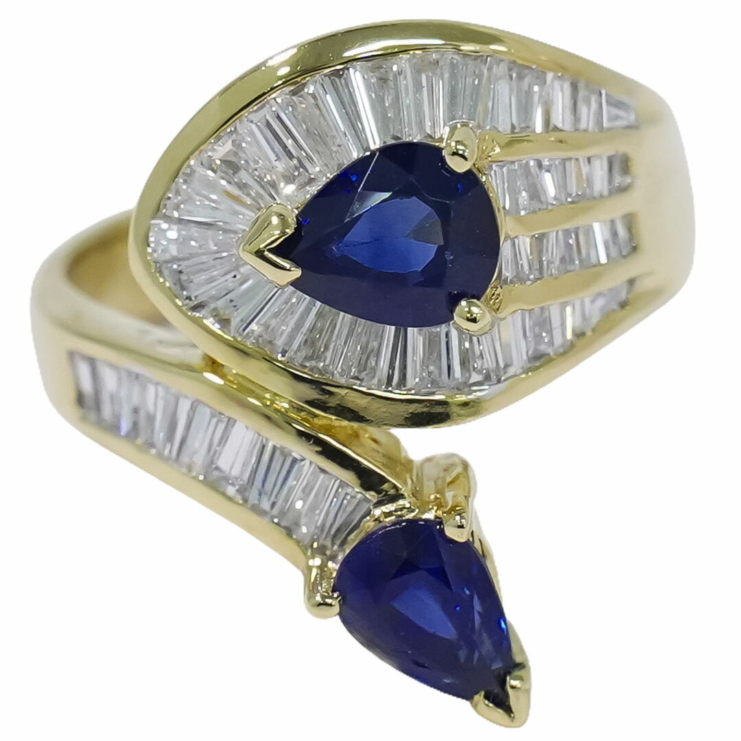 本物 サファイア 1.46ct ダイヤモンド 0.93ct K18 YG リング 指輪 11号 イエローゴールド ブルー アクセサリー ジュエリー 中古 レディースのアクセサリー(リング(指輪))の商品写真