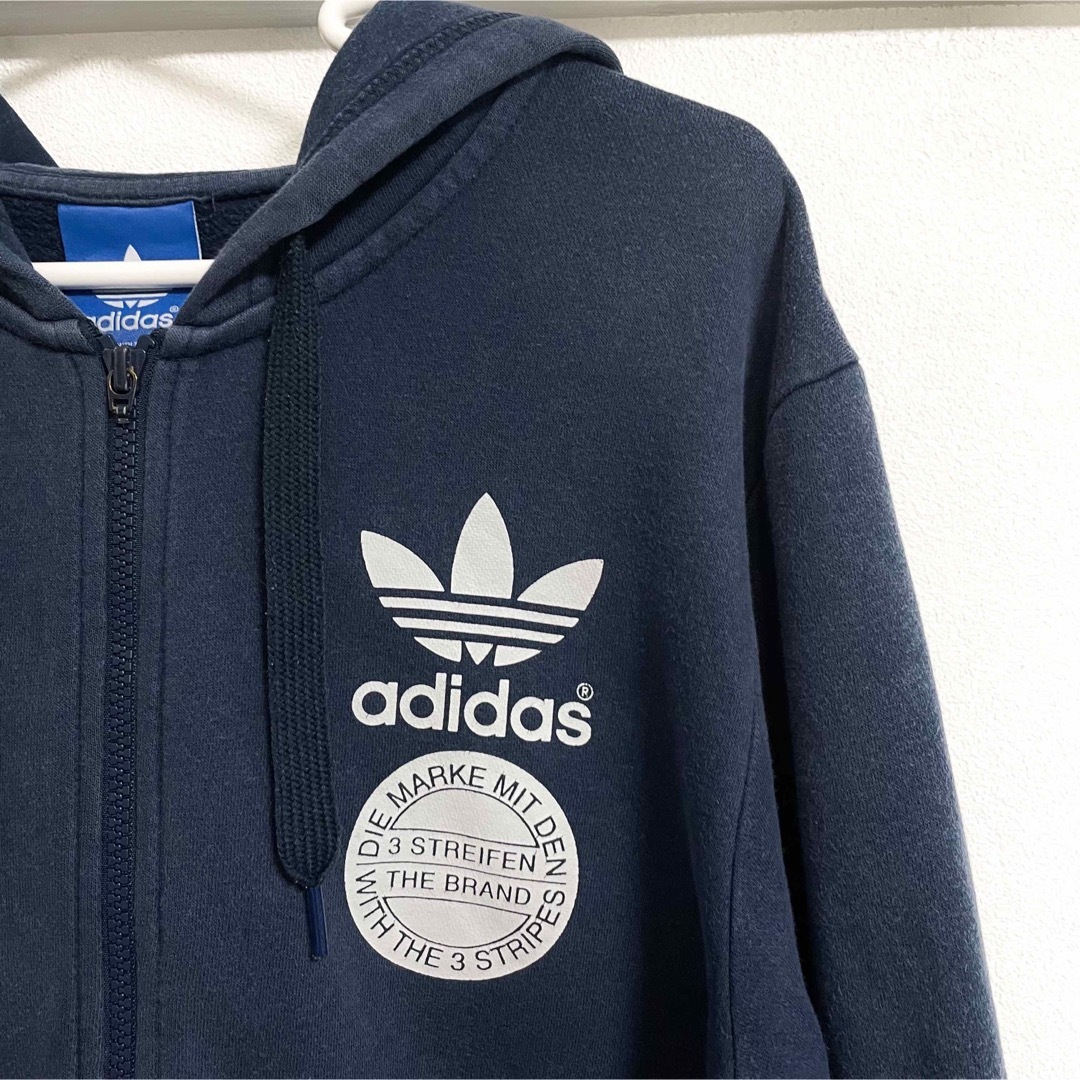 adidas(アディダス)のadidas  アディダス　フルジップパーカー　ネイビー　紺　Mサイズ メンズのトップス(パーカー)の商品写真